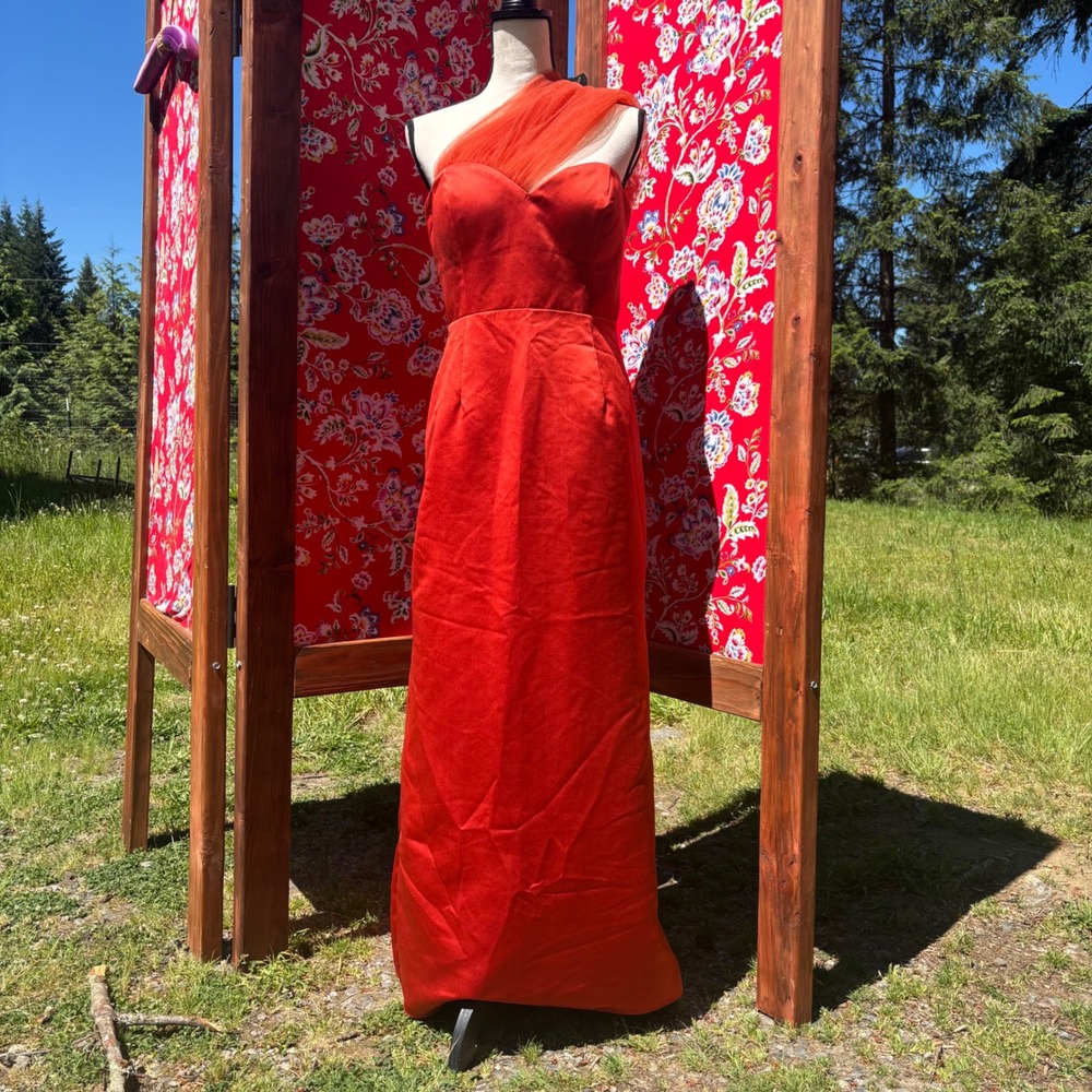 Burnt Orange Sleeveless Avant Garde Bridesmaid Wedding Guest Formal Dress Size 8